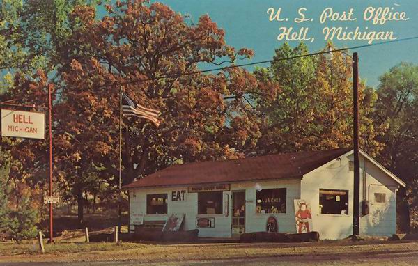 Hell - Old Post Card Photo Of Hell Post Office